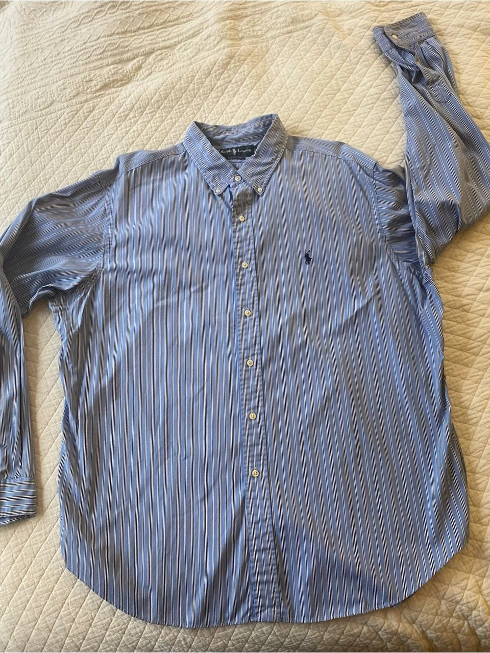 Polo by Ralph Lauren Pony Blue Striped Button-Down Long Sleeve Shirt Oxford XXL